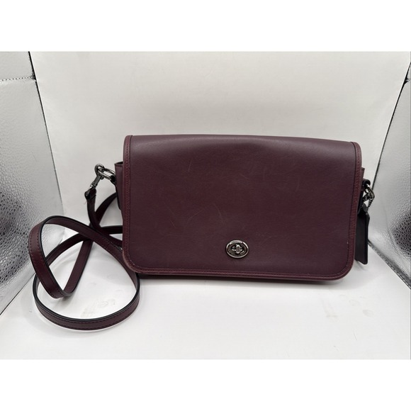 Coach Handbags - 2017 Coach 75th Anniv Dinky Maroon Leather Crossbody Re-Edition 57325